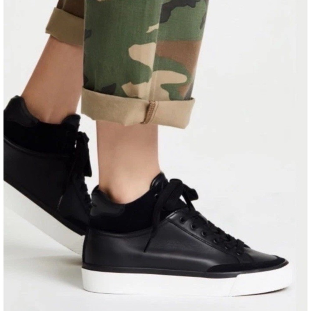 New Rag & Bone RB Army High Sneakers In Black Leather Women's Size‎ 38.5